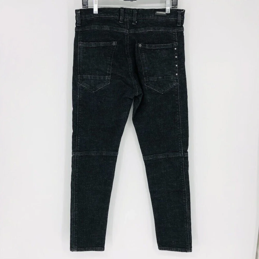 Karl Lagerfeld Men's Gray Denim Cotton Studded Skinny Moto Slim Jeans Size 32
